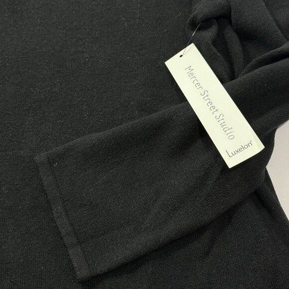 Woman's Mercer Street Studio Luxelon Rhinestone Zipper Black Quarter-Zip Sweater - Picture 2 of 7